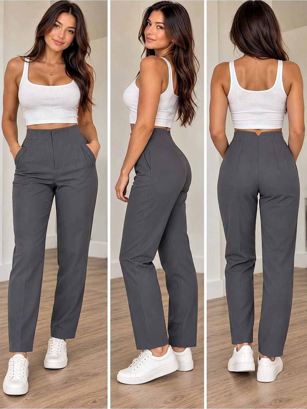 Gray Straight Leg Trousers Like New size Medium